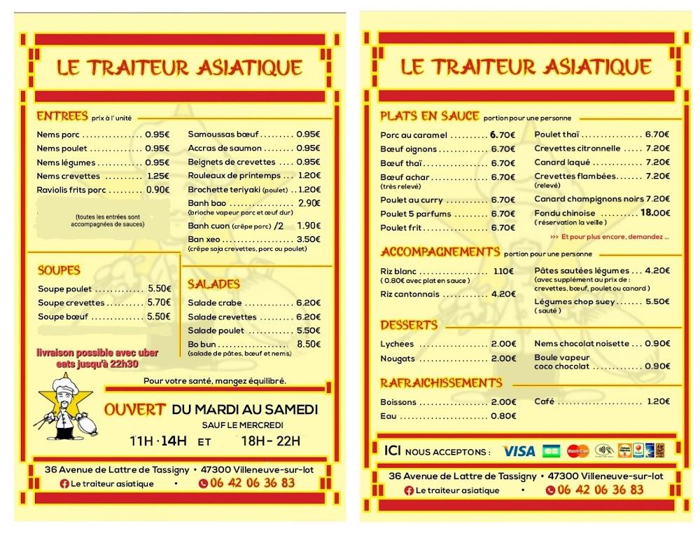 Le traiteur asiatique Villeneuve Sur Lot ouvert dimanche midi fête des mères, ouvert le jeudi soir de l'ascension. - Menu Image 1